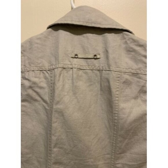 Mur Mur Khaki Vest 100% Linen Zip Up - Picture 9 of 12